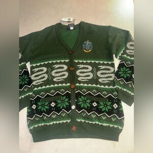 NWT Hot Topic Harry Potter Slytherin Fair Isle Oversized Cardigan Small